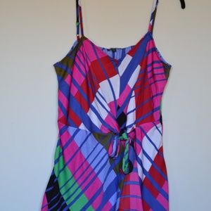 Express Multicolor Stripe Knot Front Wrap Dress